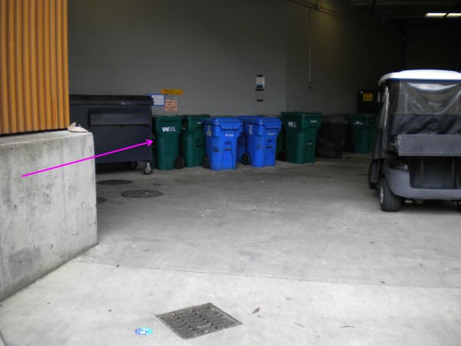Riverview kitchen loading dock - food scrap bins