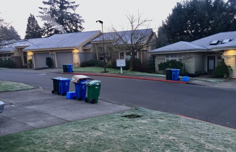 River Ridge Rd with trash and recycling toters