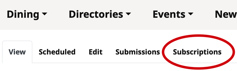 Subscriptions tab in the profile page.