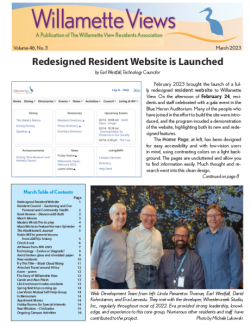 Screenshot of Willamette Views Cover Page