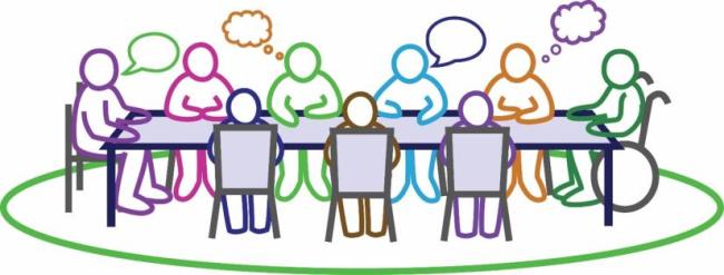 Graphic of people around a table