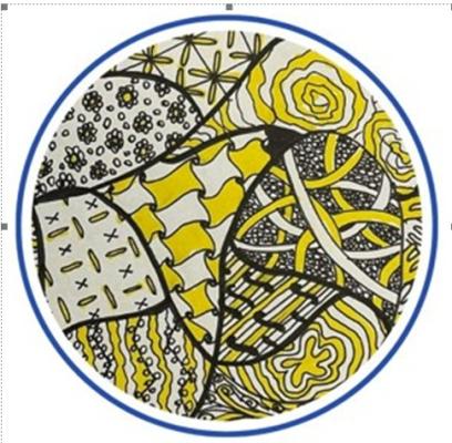 yellow and black intricate doodle