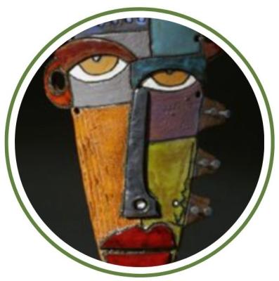 colorful stylized clay face