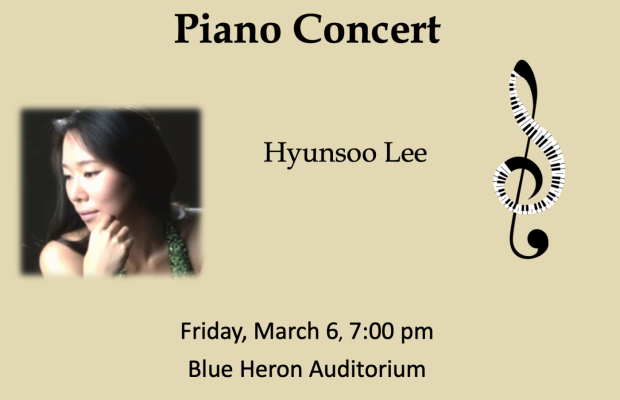 Hysun Lee piano concert on Friday, March 6 at 7:00 pm