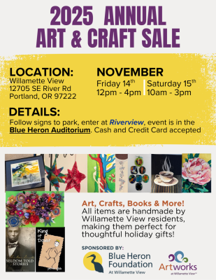 flyer for the event including images of some of the work that will be for sale