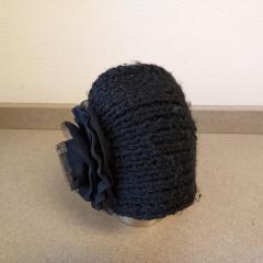 Black winter headband with flower.