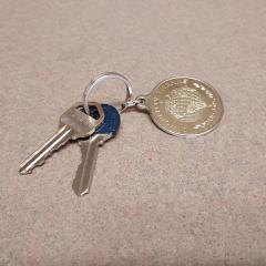 A World of Thanks Gold Metal Keychain with 2 Keys