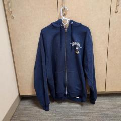 Navy Disney full zip hoodie found near the Rose Garden.