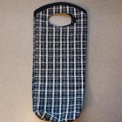 Black and white plaid wine bottle bag.