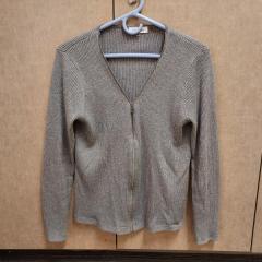 Light grey Calvin Klein zipper cardigan.
