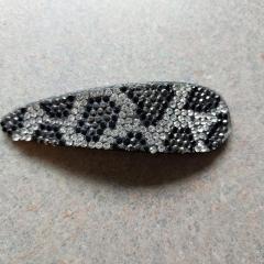 Black, grey and white sparkly large barrette.