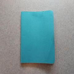 Blue bound note book.