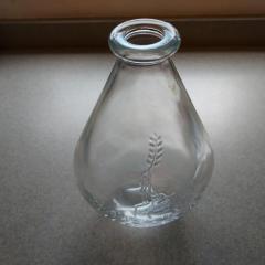 Glass tear drop shaped vase left in the Manor Library.