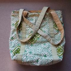 Light and medium green patterned tote bag found outside North Pointe.