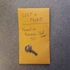 Small silver Ilco key found on the 2nd floor in the Terrace.
