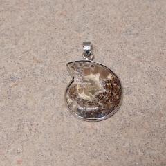 Shell shaped stone pendant found on the floor in front of Manor Reception.